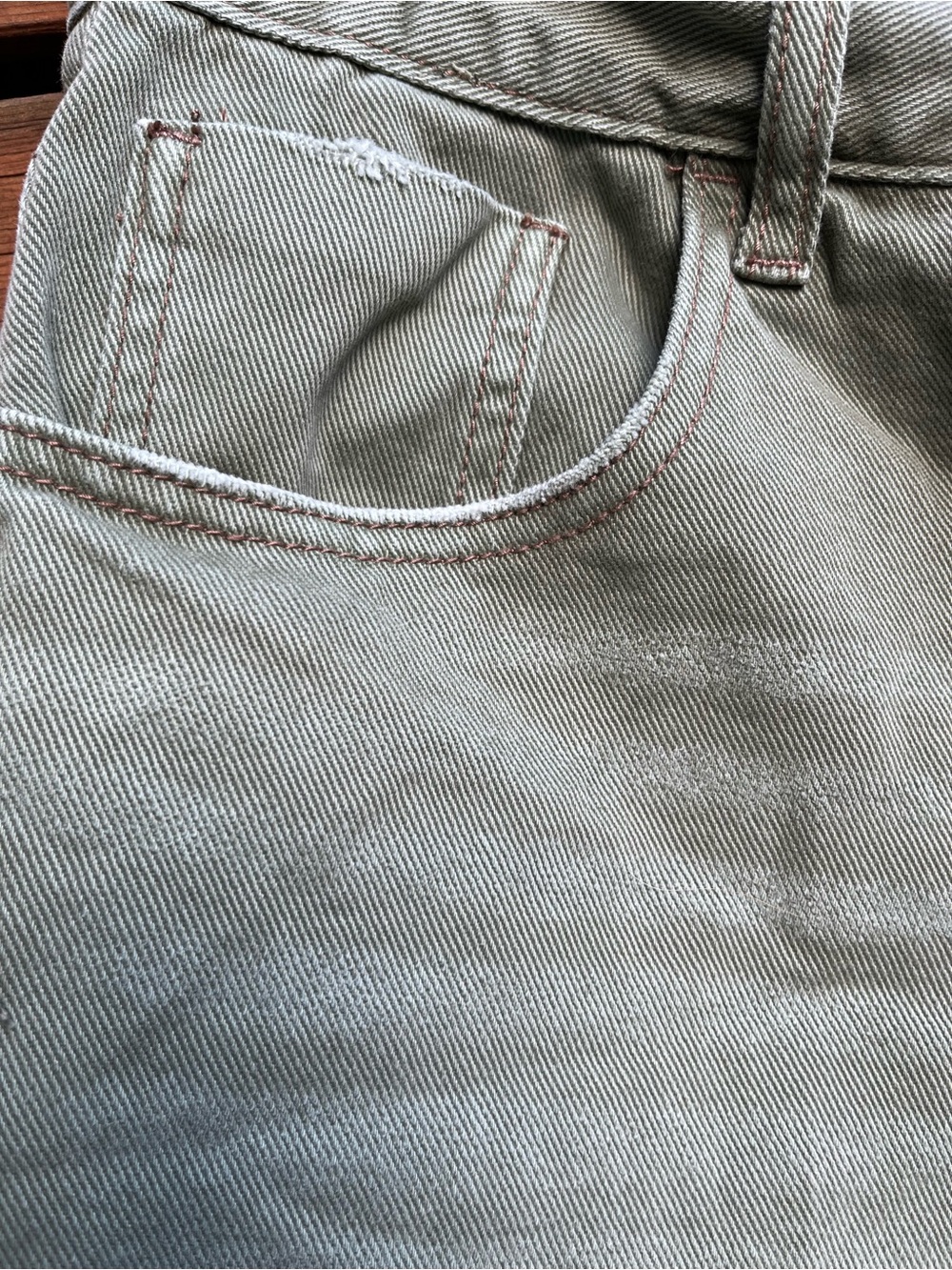 One Teaspoon Frankies Frayed Military Green Denim Shorts - Picture 7 of 9